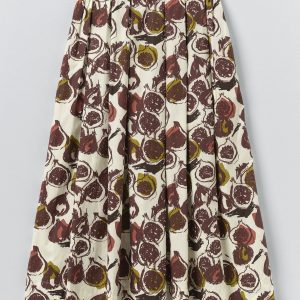 Fig Print Cotton Poplin Skirt | Chalk