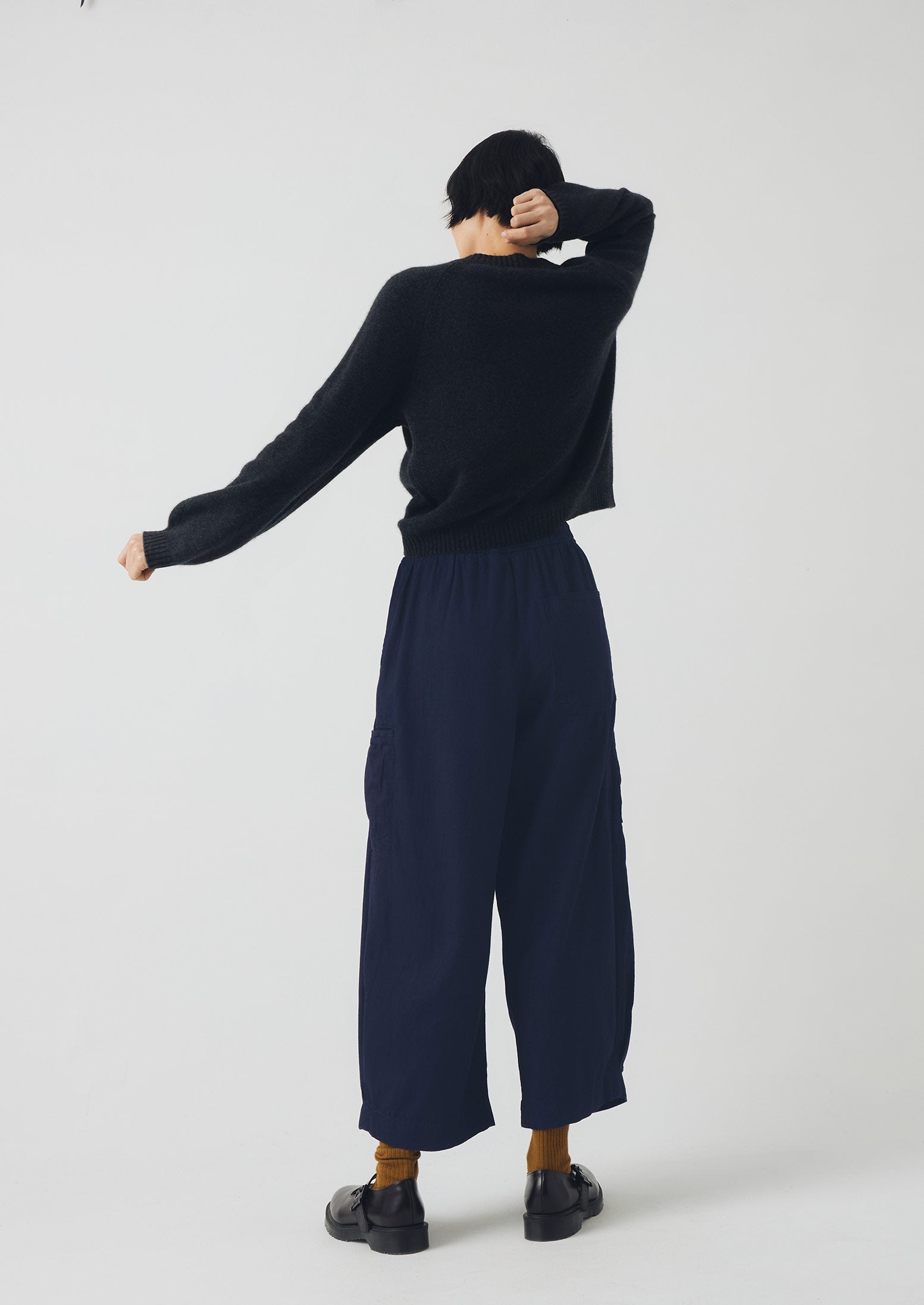 Cotton Twill Wide Leg Pants | Indigo - Image 3