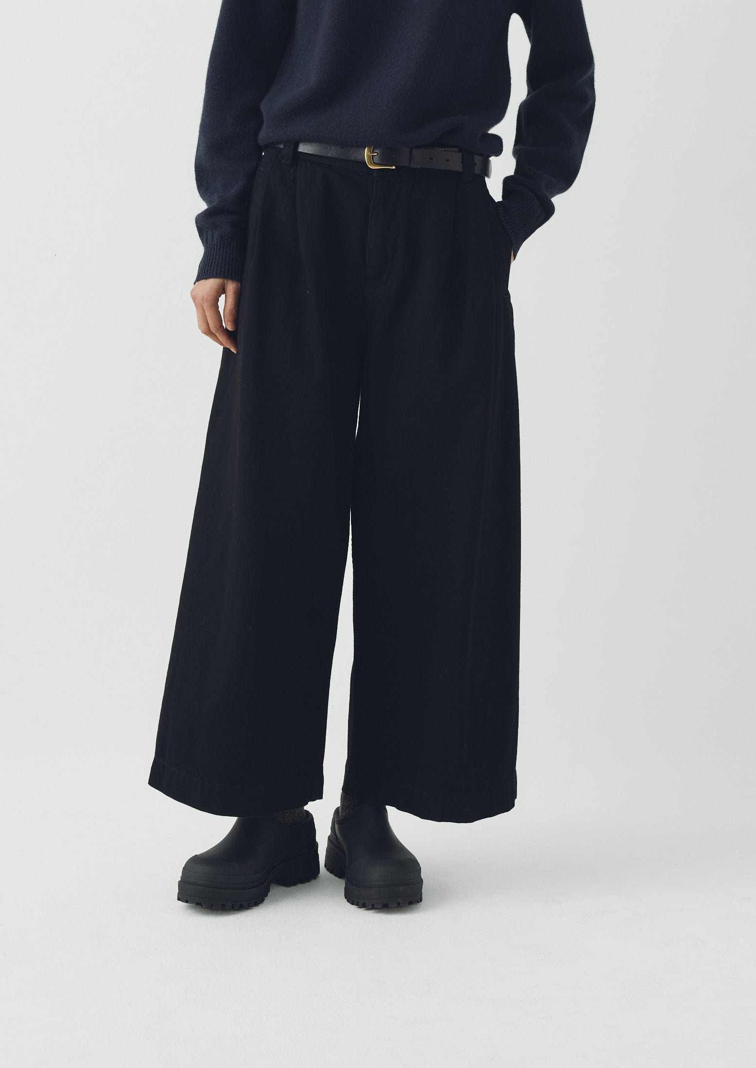 Denim Pleat Front Pants | Carbon Black - Image 2
