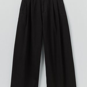 Denim Pleat Front Pants | Carbon Black