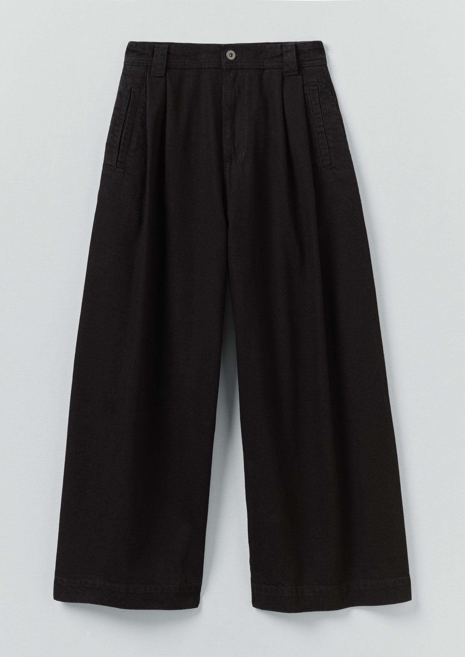 Denim Pleat Front Pants | Carbon Black