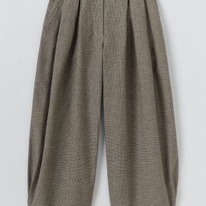 Carys Micro Houndstooth Wide Leg Pants | Vintage White/Black