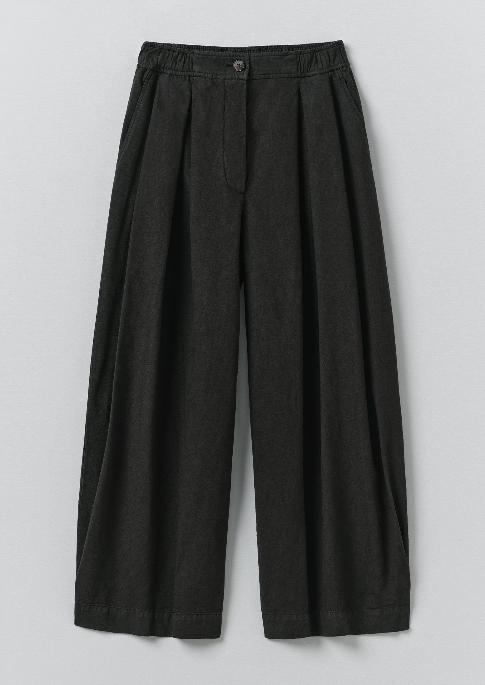 Carys Cotton Linen Canvas Wide Leg Pants | Soft Black