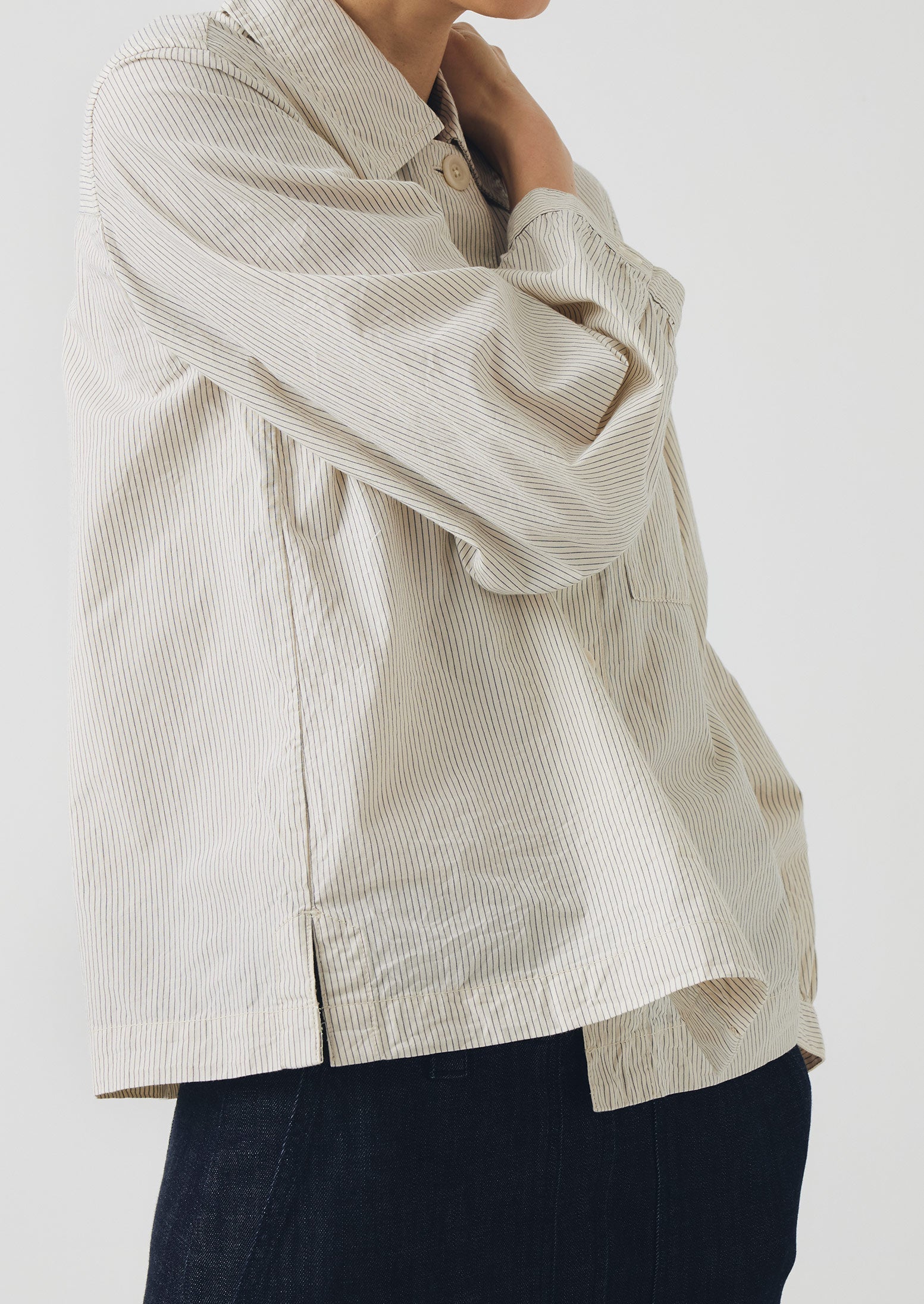 Baya Patch Pocket Stripe Cotton Shirt | Sunwashed Blue - Image 2