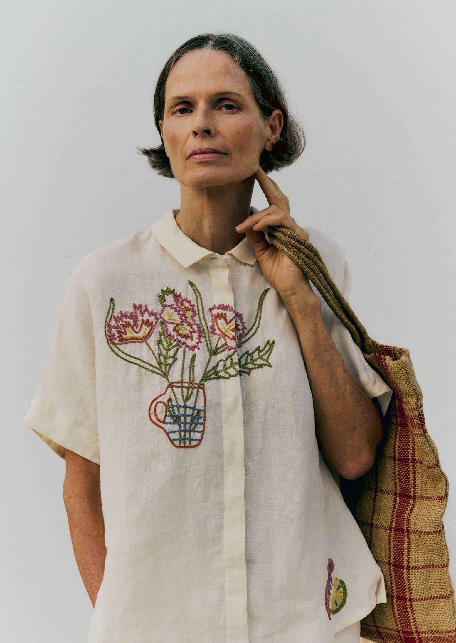 Embroidered Al Fresco Linen Shirt | Lemon Posset - Image 2