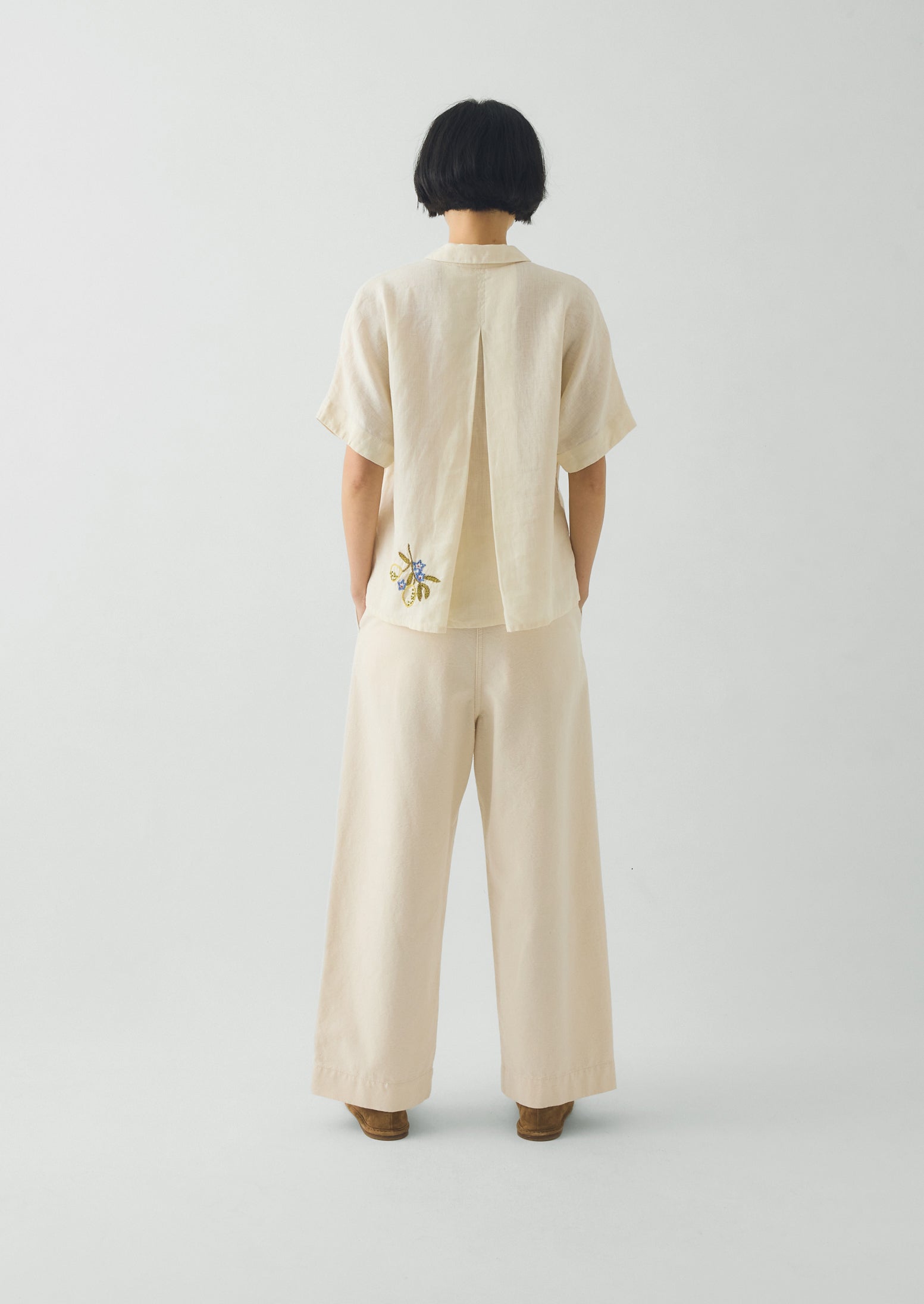 Embroidered Al Fresco Linen Shirt | Lemon Posset - Image 6
