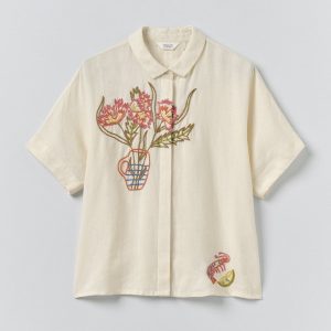 Embroidered Al Fresco Linen Shirt | Lemon Posset