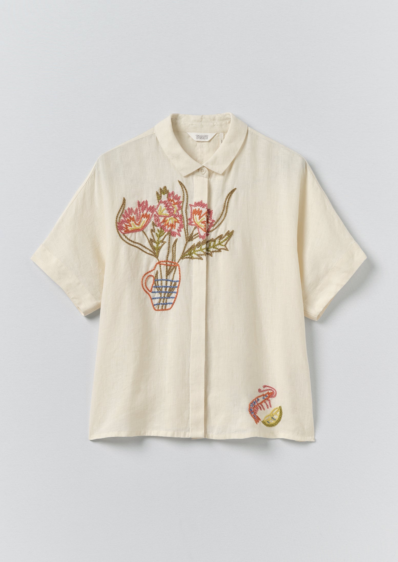 Embroidered Al Fresco Linen Shirt | Lemon Posset